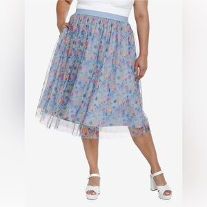 Disney X Her Universe Alice in Wonderland Garden Flowers Light Blue Midi Skirt S